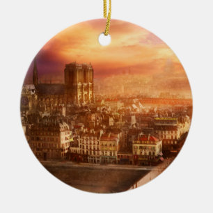 City - Paris France - Notre-Dame Cathedral 1865 Ceramic Tree Decoration
