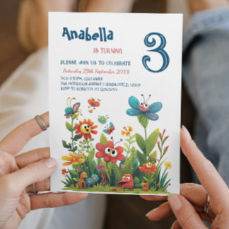 City Park I Cute Grass Creatures Birthday Party Invitation