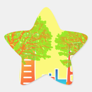 City People Rainbow Colourful Destiny Star Sticker