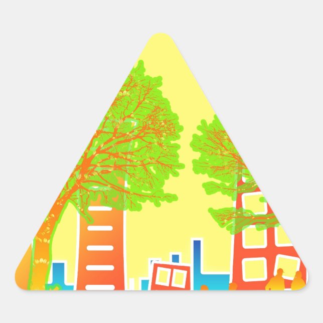 City People Rainbow Colourful Destiny Triangle Sticker (Front)