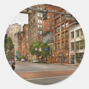 City - Pittsburgh PA - Running late Classic Round Sticker