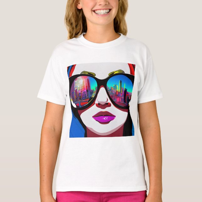 City Reflection in Sunglasses Woman T-Shirt (Front)
