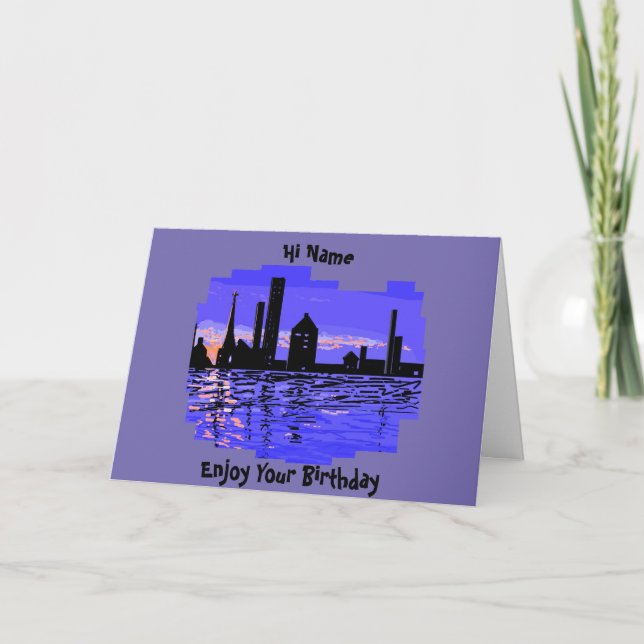 City Scape customisable Birthday card (Front)