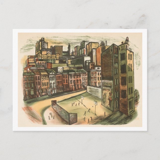 City Scene with Playground Postcard (Front)