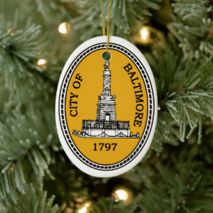 City Seal of Baltimore, MD Ceramic Tree Decoration