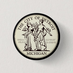 City Seal of Detroit 3 Cm Round Badge