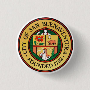 City Seal of Ventura, California 3 Cm Round Badge