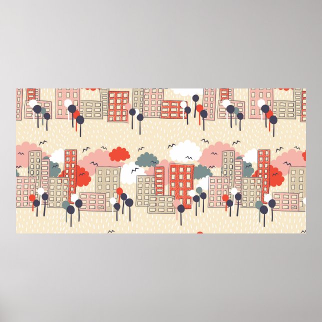 City seamless pattern poster (Front)