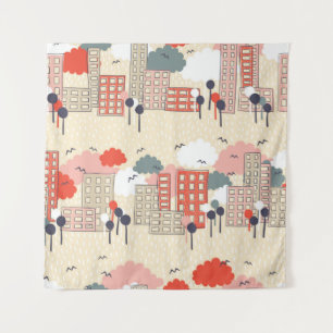 City seamless pattern tapestry