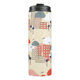 City seamless pattern thermal tumbler