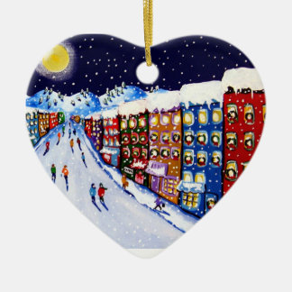 City Sidewalks Holiday Shoppers Heart Ornament