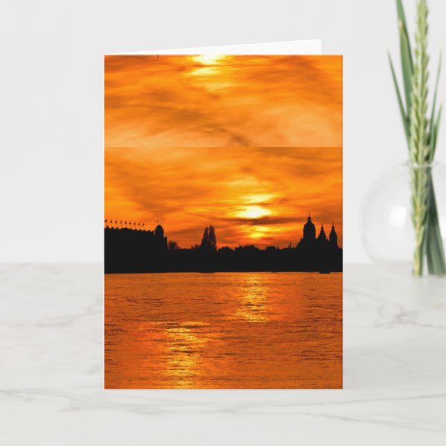 City Silhouette at Sunset Greeting Card (Front)