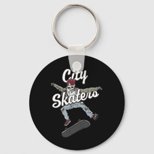 City Skater Skateboarding Funny Skateboard Humor S Key Ring