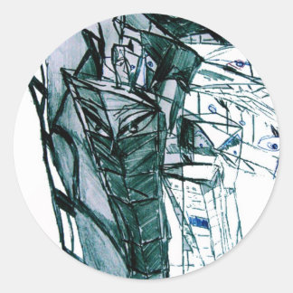 CITY SKETCHER WHITE CLASSIC ROUND STICKER