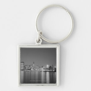 City skyline at night key ring