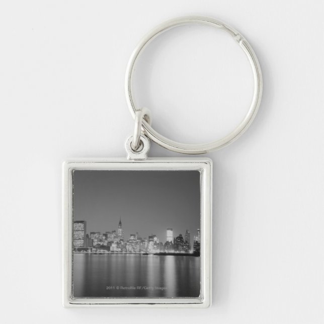 City skyline at night key ring (Front)