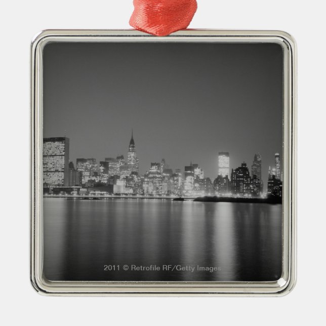 City skyline at night metal tree decoration (Front)