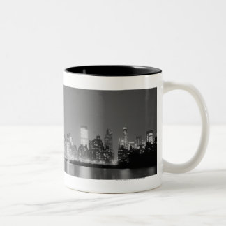 City skyline at night Two-Tone coffee mug