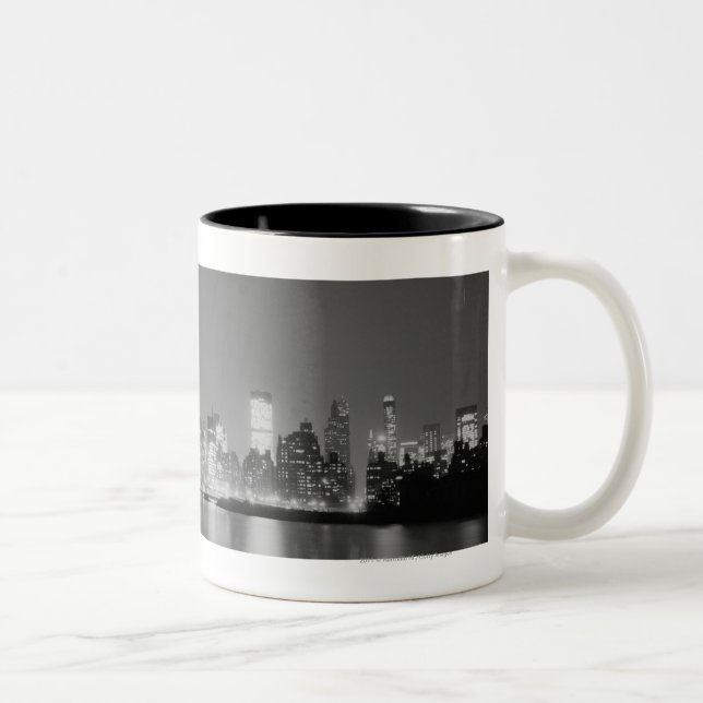 City skyline at night Two-Tone coffee mug (Right)