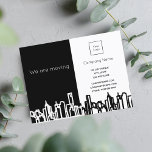 City skyline business company we are moving announcement postcard<br><div class="desc">An elegant and minimalist moving annoucement card for a city business,  company,  real estate agents,  caretakers,  janitors.  Black and white with a city skyline. Personalise and add your business,  company logo,  name,  address and contact information on the front.</div>