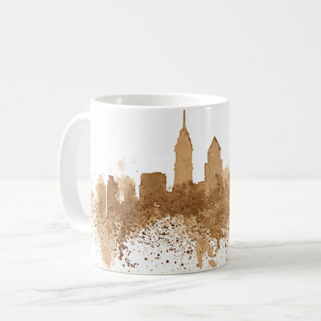 City Skyline Coffee Stain Art  Mug (Front Left)
