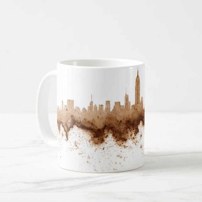 City Skyline Coffee Stain Art  Mug (Front Left)