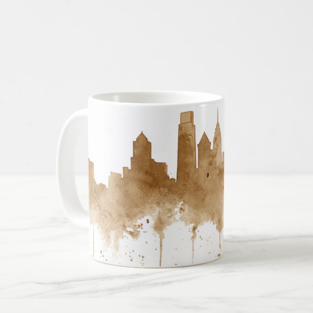City Skyline Coffee Stain Art  Mug (Front Left)