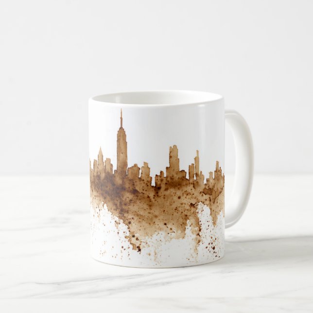 City Skyline Coffee Stain Art  Mug (Front Right)
