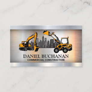 City Skyline   Construction Vehicles Business Card