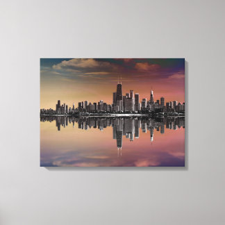 City Skyline Dusk Canvas Print
