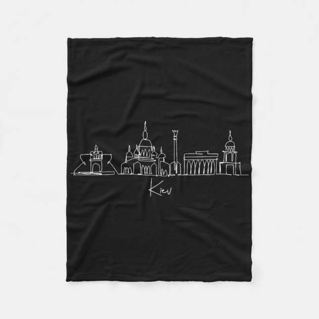 City Skyline Kiev Ukraine  Fleece Blanket (Front)