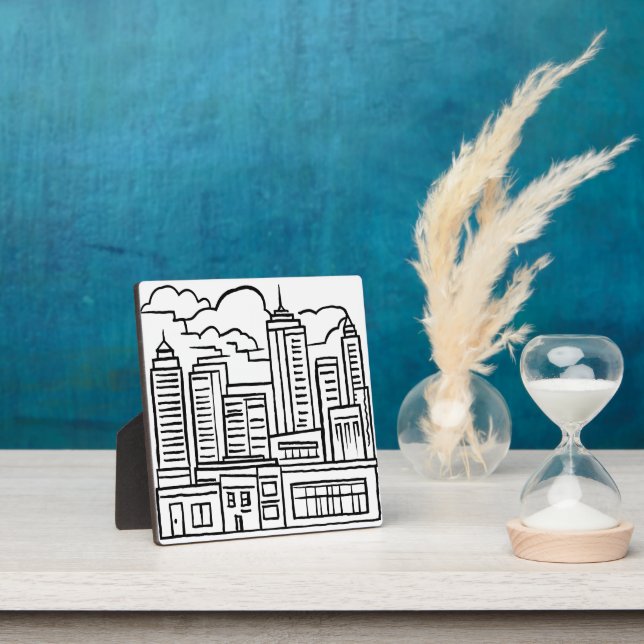 City Skyline Modern Art Sketch Drawing Plaque (Insitu)