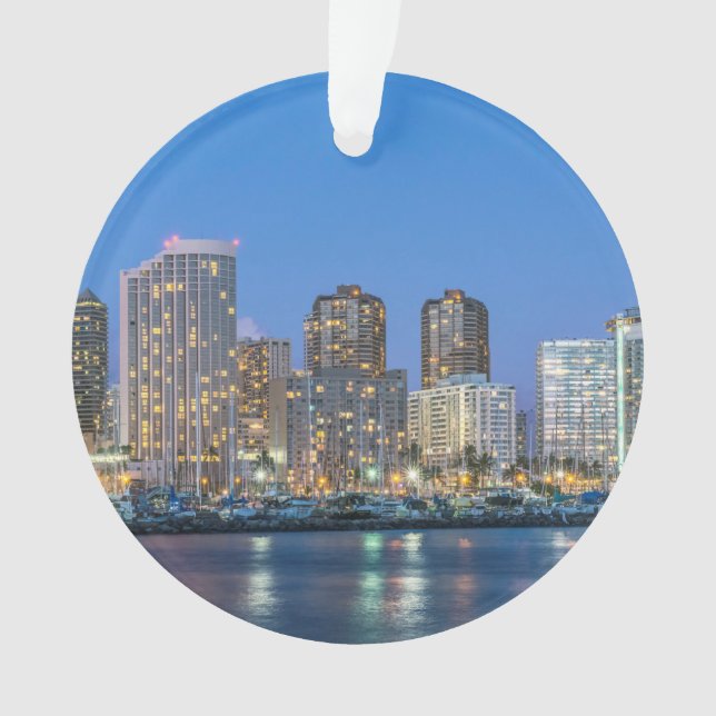 City Skyline of Waikiki Ornament (Front)