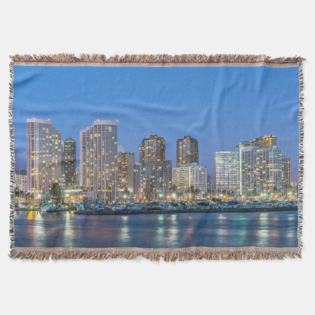 City Skyline of Waikiki Throw Blanket (Front)