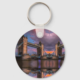 City skyline Sunset & personalise logo Key Ring