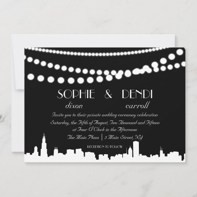 City Skyline Wedding Invitation (Front)