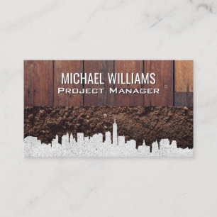 City Skyline   Wooden Boards and Dirt Business Card