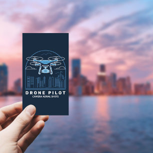 City & Skyscrapers - Drone Pilot Vertical Business Card
