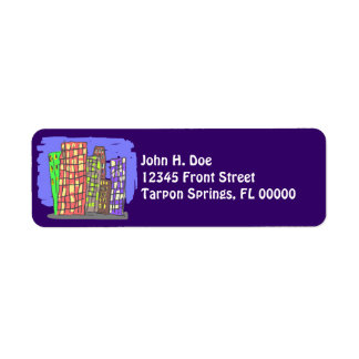 City Skyscrapers Plum Purple Return Address Label