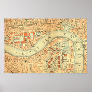 City Slickers - Vintage Map London River Thames Poster