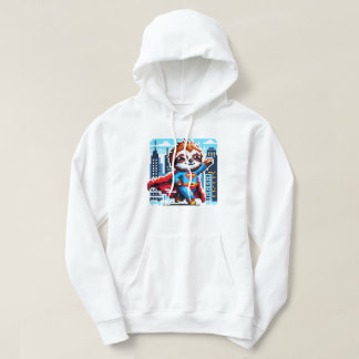 City Sloth Superhero - Pixel Art Urban Hero Hoodie