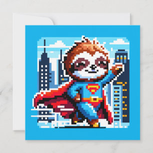 City Sloth Superhero - Pixel Art Urban Hero Invitation