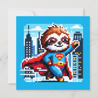 City Sloth Superhero - Pixel Art Urban Hero Invitation