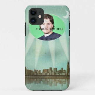 City spotlights with a photo case