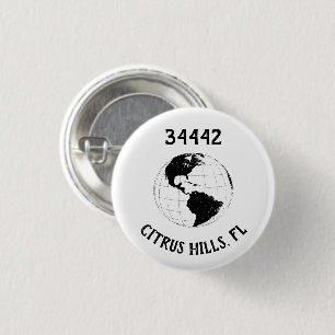 City State Zip Code Globe World Map 3 Cm Round Badge