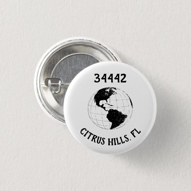 City State Zip Code Globe World Map   3 Cm Round Badge (Front & Back)