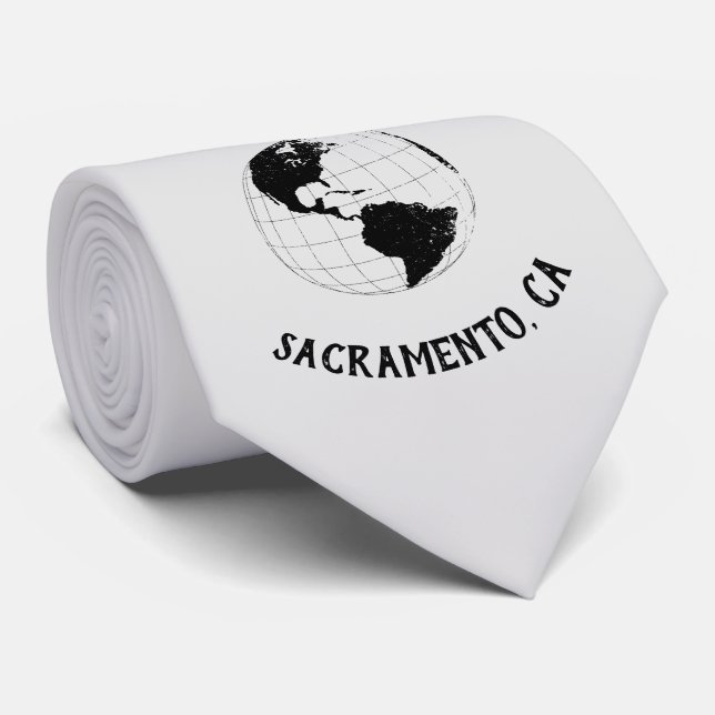 City State Zip Code Globe World Map Tie (Rolled)