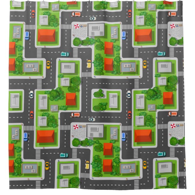 City Streets And Cars Shower Curtain (Front)