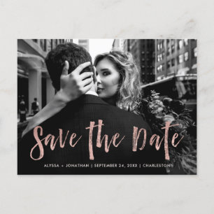 City Style   Rose Gold and Photo Save the Date Invitation Postcard