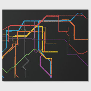 City subway map wrapping paper